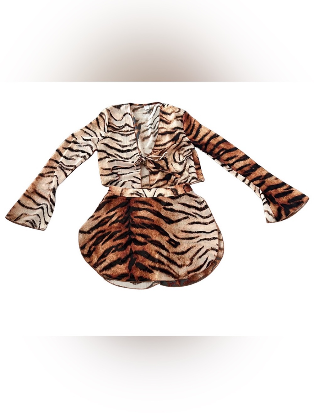 Tiger Print Crop Top & Mini Skirt Coord Set | Size XS | NWOT